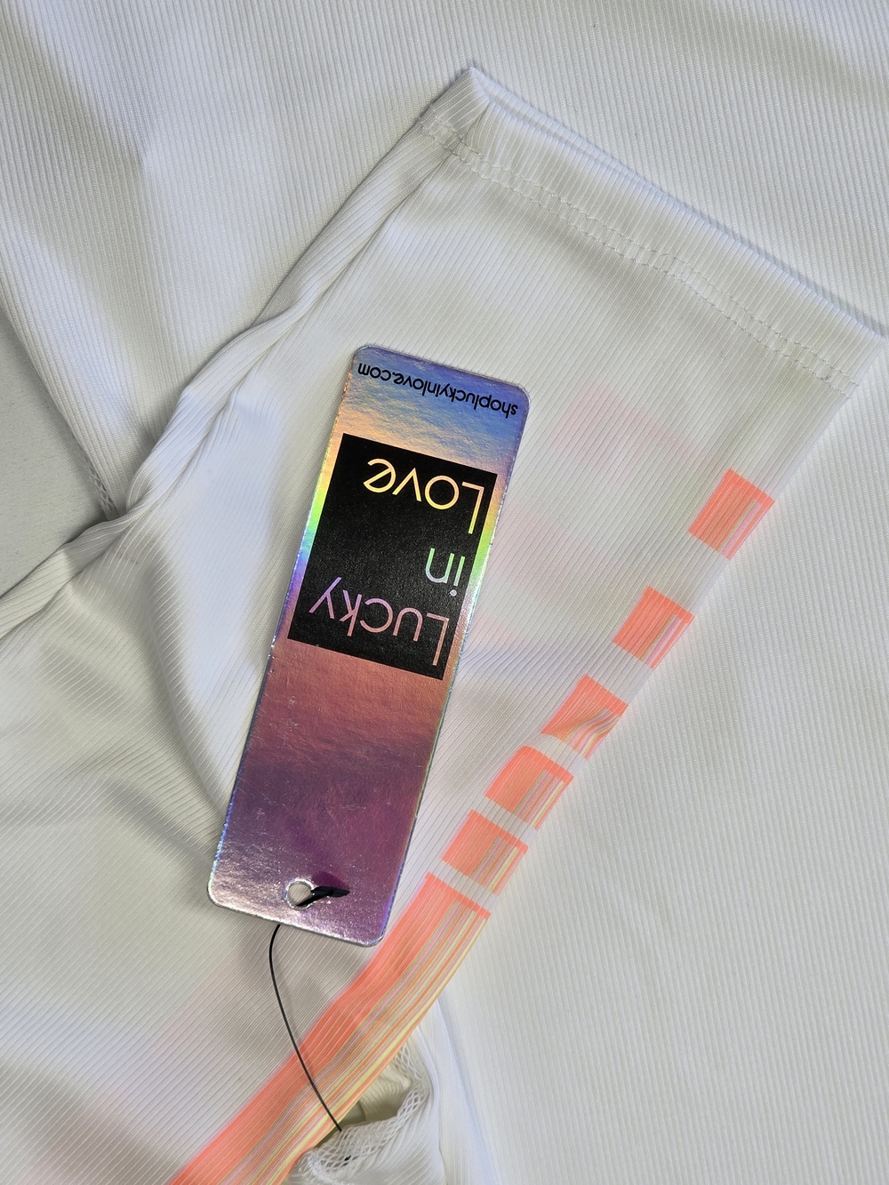 Lucky in Love VaporTex Neon Stripe Long Sleeve Activewear Top White XL NWT - Picture 4 of 13
